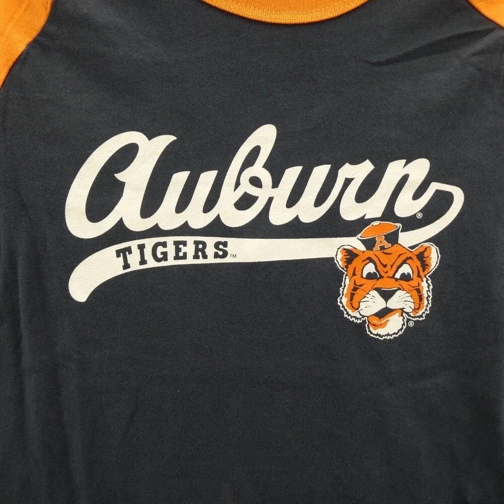 Auburn Tigers Shirt Kids Small Blue '47 Brand Raglan 3/4 Sleeve Boys Youth New‎